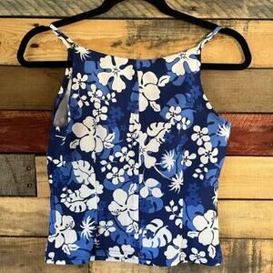 Breakin Loose Blue Floral‎ Crop Tank Size 7/8
